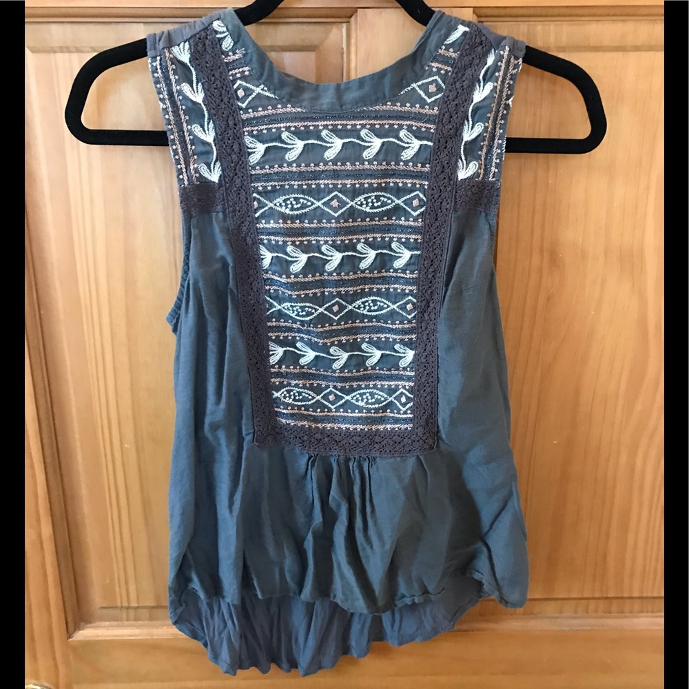 Anthropologie Sleeveless Embroidered Top by Tiny